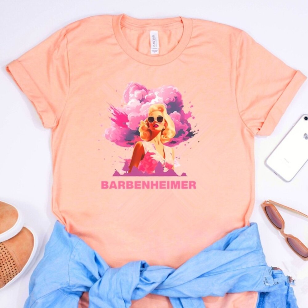 💮2/$40💮 Coral Barbie x Oppenheimer Barbenheimer T-shirt